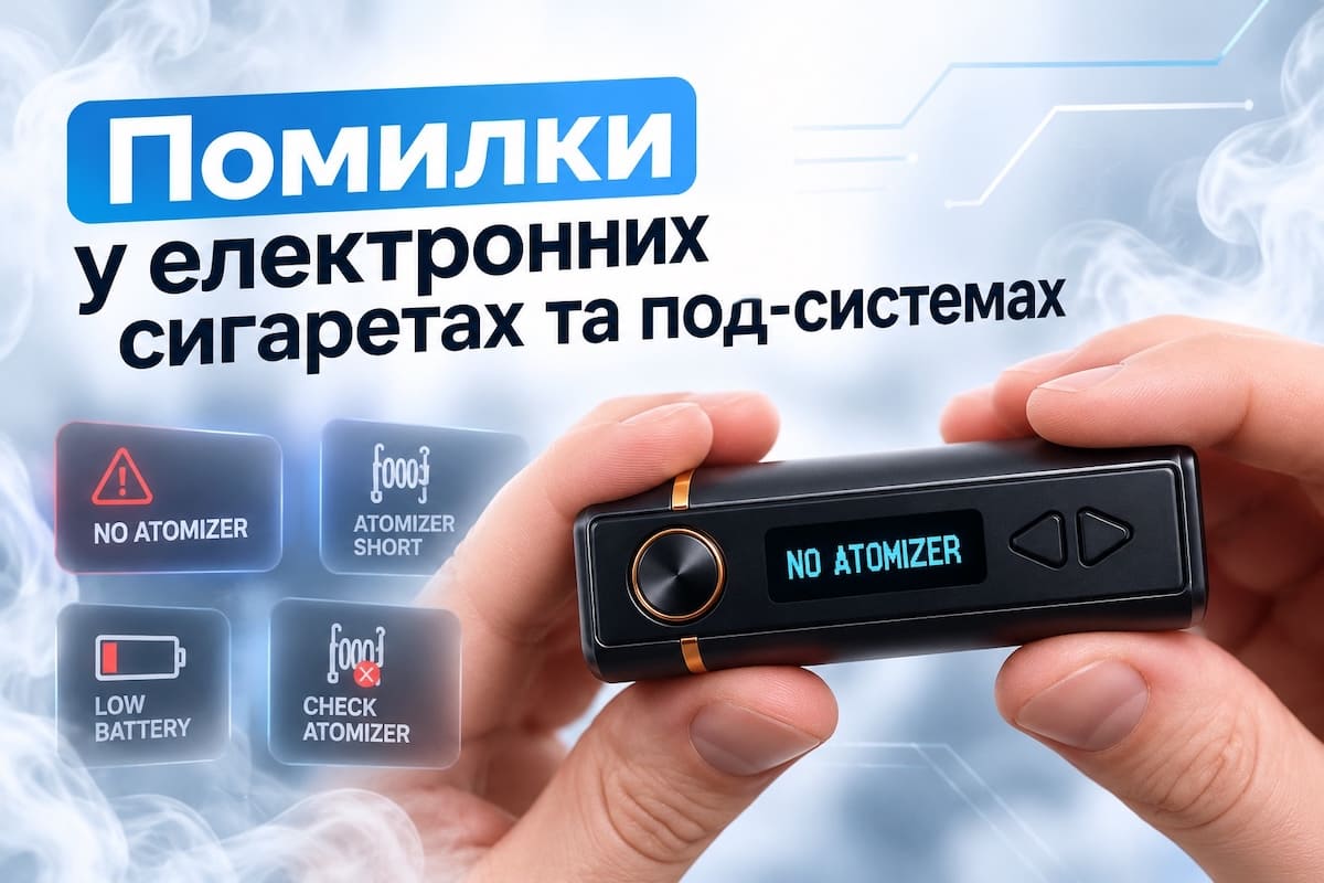Помилки у вейпів та под-систем Помилки у електронок та подів